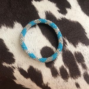 Beaded Nepal Glass Roll On Bracelet